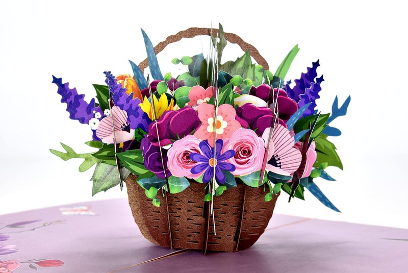 Teabug Cards Floral Basket Flower Pop Up Greeting Card for Birthday, Thank You Valentines, Mothers Day, Graduation, Retirement, Thinking of You, All Occasion (Mixed Flower Basket) - Image 5